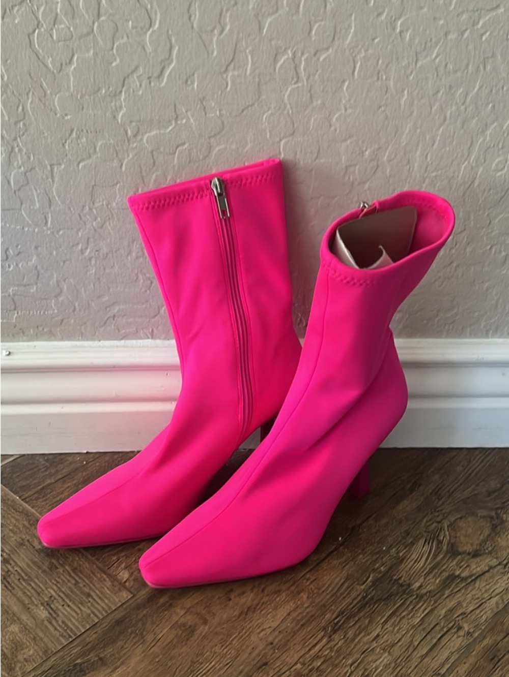 Steve Madden Neon Pink Mid-Calf Stretch Boot with Side Zip
